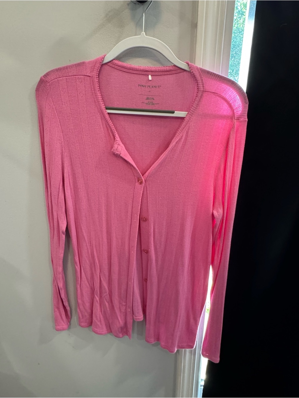 Posh Peanut Pink Pointelle Button Cardigan | Women’s Medium